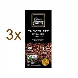 Kit com 3 Barras de Chocolate Orgânico 70% cacau com café